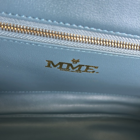 MME. MINK BLUE TOP HANDLE CARLTON BOW BAG - Picture 9 of 14